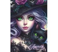 Agenda scolaire manga animé: Journalier (une page par jour) | 12x17 cm | Format standard | Collège et lycée | De Septembre à Juillet | Adolescent fille, étudiant | Sorcière, chat, kawaii