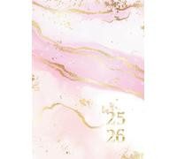 agenda scolaire marbre: Pastel | Pour les Filles, Une Page par Jour, 12x17 cm | Enfant, Ado, étudiante | Ecole Primaire, Collège, Lycée, Université | ... ans 10 ans 11 ans 12 ans | blanc rose or doré