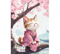 Agenda Scolaire: Sakura, Cerisier en Fleurs, Japon, Chat Manga Animé | Journalier une Page par Jour | 12x17 cm Format Standard | Ecole Elémentaire, ... Couverture Souple | Pour Fille, Garçon, Ado