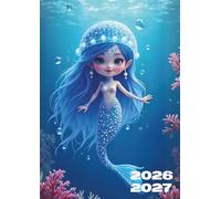 Agenda Scolaire Sirène Kawaii: Journalier, une page par jour, en français, univers marin mignon et coloré pour filles et enfants créatifs