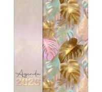 Agenda Semainier 2026 | Collection Idyllic Tropics - Éclat d’Or Pastel | Format 19 x 23,5 cm (7,5” x 9,25”) | 1 semaine sur 2 pages, planification ... calendrier, répertoire, mots de passe, notes.