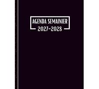 Agenda Semainier 2027-2028: 1 Semaine sur une Page A4 | Organisateur Pratique de 1 Janvier 2027 à 31 Décembre 2028 | Théme: Noir |