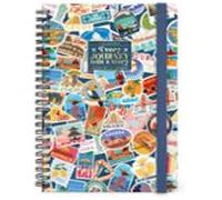 Legami - Agenda semanal con espiral 2026-2027, Travel Stickers, 16 meses, grande, de septiembre de 2026 a diciembre de 2027, cierre con goma elástica, papel con certificación FSC, 15 x 21 cm