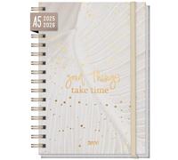 Agenda semanal 2025 2026 "Sparkling Leaf" para 18 meses (25 jul - 26 dic) en los idiomas: EN/FR/IT/ES - sostenible y respetuoso con el clima