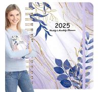 Agenda semanal 2025, agenda diaria en espiral, agenda 2025, agenda de enero a diciembre de 2025, cuaderno A5 diario con cierre elástico, suministros escolares