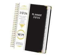 Agenda semanal 2026, encuadernación de doble bobina con cierre de banda elástica para gestión de tareas, portátil