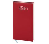 Agenda Semanal 2027 de Bolsillo Mini 8x15 cm - Agenda para Bolso 148 Páginas en Material Gomado Acolchado - Edición Multilingüe con Agenda de Contactos & Mapas, Ideal Trabajo y Citas - Burdeos