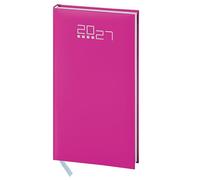 Agenda semanal 2027 de bolsillo, tamaño mini, 8 x 15 cm, con 148 páginas de material engomado acolchado, edición multilingüe con libreta de direcciones y mapas, ideal para trabajo y citas (fucsia 8 x