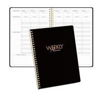 Agenda semanal con lista de tareas por hora con objetivos y prioridades y organizador de seguimiento de hábitos, 19 x 25 cm, planificador diario semanal para oficina, profesor y estudiante