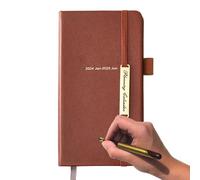 Agenda semanal de trabajo semanal y mensual 2024-2025, cubierta de piel sintética A6 con correa elástica para establecer objetivos