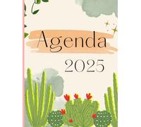 Agenda semanal y mensual 2025, de enero a diciembre, libro para planear de tapa blanda: "Planifica, crece y prospera como un cactus"