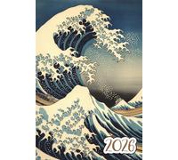 Agenda Settimanale 2026 A5 Orizzontale: Pianificatore 2026 | 12 Mesi, da Gennaio a Dicembre | Planner Italiano con Vista Settimana su Due Pagine | La grande onda di Kanagawa