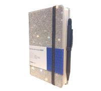 Agenda Seven Ideamania Diamantada Gliterata Plata 2027 para Mujeres y Niñas 2027 Dim. 12 x 18 cm Semanal Horizontal 12 meses - Tapa dura y bolígrafo táctil + bolígrafo retráctil y marcador