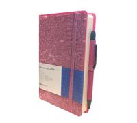 Agenda Seven Ideamania Diamantada Gliterata Rosa Fucsia 2027 para Mujeres y Niñas - Dim. 12 x 18 cm Diaria 12 meses - Tapa dura cierre elástico y bolígrafo táctil + bolígrafo retráctil y marcapáginas