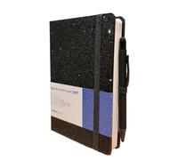 Agenda Seven Ideamania Diamantada Glitterata Negra 2027 para Mujeres y Niñas 2027 Dim. 12 x 18 cm Semanal Horizontal 12 meses - Tapa dura y bolígrafo táctil + bolígrafo retráctil y marcador