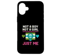 Agender Pride Just Me Green Neutral Boys Carcasa para iPhone 16 Plus