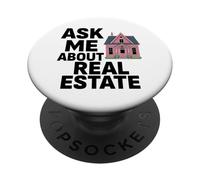 Agente de bienes raíces Pregúntame sobre el corredor de bienes raíces Funny Home Broker PopSockets PopGrip Adhesivo