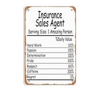 Agente De Ventas De Seguros Persona Increíble Valor Diario Placa Metálica Vintage Letreros De Estaño Impermeable Cartel De Metal para Salón Pub Balcón 20X30Cm