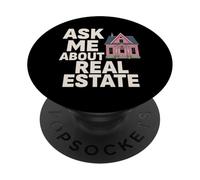 Agente inmobiliario Pregúntame sobre Agente de Bienes Raíces Funny Broker PopSockets PopGrip Adhesivo