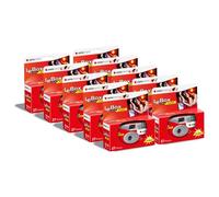 AGFA Photo 601020 - Cámara desechable LeBox Flash, 27 Fotos, Lente óptica de 31 mm, Color Gris y Rojo