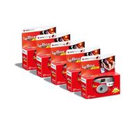 AGFA Photo 601020 - Cámara desechable LeBox Flash, 27 Fotos, Lente óptica de 31 mm, Color Gris y Rojo