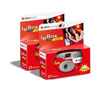 AGFA Photo 601020 - Cámara desechable LeBox Flash, 27 Fotos, Lente óptica de 31 mm, Color Gris y Rojo