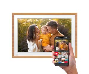 AGFA Photo Cadre Photo Connecté Realiview APF1000 Wi-Fi 10" LCD - Affichage Photos/Vidéos, Horloge, Météo, Rotation Auto, Mémoire 32Go, Appli FRAMEO iOS/Android Incluse - Bois