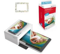 AGFA Photo Pack Impresora Realipix Moments + 120 Cartuchos Fotográficos y Papel + Bonito Marco Magnético - Bluetooth Photo Print 10x15 cm, iOS y Android, 4Pass Sublimación Térmica - Blanco