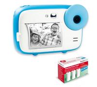 AGFA Photo Pack Realikids Instant CAM + 3 Rollos de Papel térmico ATP3WH adicionales, cámara instantánea Infantil, Pantalla LCD de 2,4 Pulgadas, batería de Litio, Espejo Selfie y Filtro de Fotos Azul