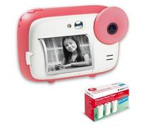 AGFA Photo Pack Realikids Instant CAM + 3 Rollos de Papel térmico ATP3WH adicionales, cámara instantánea Infantil, Pantalla LCD de 2,4 Pulgadas, batería de Litio, Espejo Selfie y Filtro de Fotos Rosa