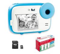 Agfa Photo Pack Realikids Instant CAM Azul + SD 32GB + 3 Rollos Extra Papel Térmico ATP3WH