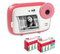 Agfa Photo Pack Realikids Instant CAM Rosa + 6 Rollos Extra Papel Térmico ATP3WH