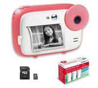 Agfa Photo Pack Realikids Instant CAM Rosa + SD 32GB + 3 Rollos Extra Papel Térmico ATP3WH