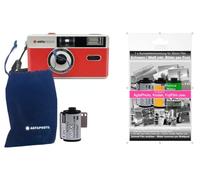 AgfaPhoto Cámara de Fotos analógica de 35 mm, Color Rojo + Negro/Blanco, película + batería + película de Desarrollo Completo + imágenes