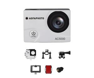 AGFAPHOTO - Cámara Deportiva - AC5000 - True 720P 30FPS, Gran Angular 110°, Carcasa Sumergible 30m - WiFi - 12 Accesorios Incluidos