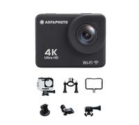 AgfaPhoto - Cámara Deportiva - AC9000 - Real 4K 30FPS, Estabilización EIS, Gran Angular 170°, Carcasa Sumergible 30m - WiFi - 18 Accesorios Incluidos