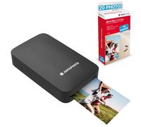 AgfaPhoto - Impresora Realipix Mini P + Cartuchos y Papeles AMC para 20 Fotos - Imprimante Photo Format 5,3 x 8,6 cm Via Bluetooth - Sublimation Thermique 4Pass - Negro