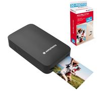 AgfaPhoto - Impresora Realipix Mini P + Cartuchos y Papeles AMC para 30 Fotos - Imprimante Photo Format 5,3 x 8,6 cm Via Bluetooth - Sublimation Thermique 4Pass - Negro