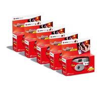 AGFA Photo 601020 - Cámara desechable LeBox Flash, 27 Fotos, Lente óptica de 31 mm, Color Gris y Rojo