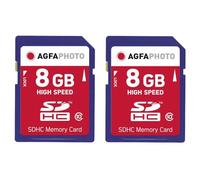 AgfaPhoto - Lote de 2 Tarjetas de Memoria Flash SDHC 10408 (Capacidad de 16 GB + 16 GB, Color Azul