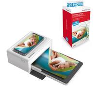 AgfaPhoto - Lote de Impresora Realipix Moments + Cartuchos y Papeles 120 Fotos adicionales - Impresión Bluetooth Photo 10 x 15 cm Smartphone Apple y Android, 4Pass Sublimación Térmica - Blanco