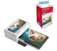 AgfaPhoto - Lote de Impresora Realipix Moments + Cartuchos y Papeles 80 Fotos adicionales - Impresión Bluetooth Photo 10 x 15 cm Smartphone Apple y Android, 4Pass Sublimación Térmica - Blanco