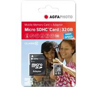 AgfaPhoto MicroSDHC UHS-I 32GB Alta Velocidad Clase 10U1 + Adaptador