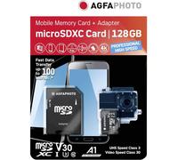 AgfaPhoto MicroSDXC UHS I 128GB Prof. Alta velocidad U3 V30 A1