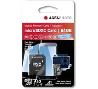 AgfaPhoto MicroSDXC UHS I 64GB Prof. Alta velocidad U3 V30 A1