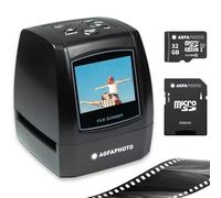 AgfaPhoto Pack escáner Digital Realiview AFS100 + 1 Tarjeta SD de 32 GB - Escáner de películas, Negativo de 35 mm/135 y Diapositivas (10 MP, Pantalla LCD de 2,4 Pulgadas), Color Negro