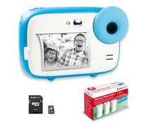 AgfaPhoto Realikids Instant CAM + 1 Tarjeta Micro SD de 32 GB + 3 Rollos de Papel térmico ATP3WH-FotCámara instantánea para niños, Pantalla LCD de 2,4", Espejo Selfie y Filtro fotográfico