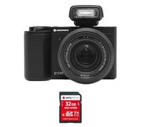AgfaPhoto Realishot C130 - Cámara Digital compacta con Tarjeta SD de 32 GB - Sensor CMOS 16MP, Zoom, Estabilización, Autofocus, Pantalla LCD de 2,8", Batería Recargable - Negro