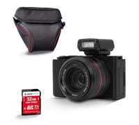 AgfaPhoto Realishot C130 - Cámara digital compacta de 16 MP con sensor CMOS, pantalla táctil LCD de 2,8", estabilización de imagen, enfoque automático, zoom, batería recargable + tarjeta SD de 32 GB +