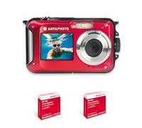 AgfaPhoto Realishot WP8000 - Cámara Digital compacta Impermeable con 2 baterías y Correa Flotante incluida, Color Rojo, Rojo + 2 baterías